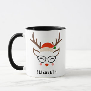 Weihnachtsmannmütze Reindeer Niedlich Girl Christm Tasse