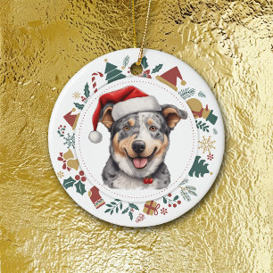 Weihnachtsmannmütze Rind Hund Weihnachtsfotos Kran Keramik Ornament