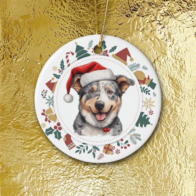 Weihnachtsmannmütze Rind Hund Weihnachtsfotos Kran Keramik Ornament (Von Creator hochgeladen)