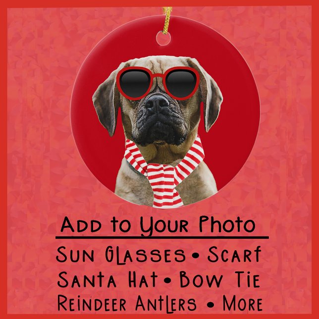 Weihnachtsmannmütze Scarf wird Ihrem Hunde-Foto hi Keramik Ornament (Von Creator hochgeladen)