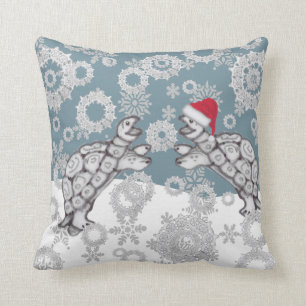 Weihnachtsmannmütze, Schildkröten und Schneefloc Kissen