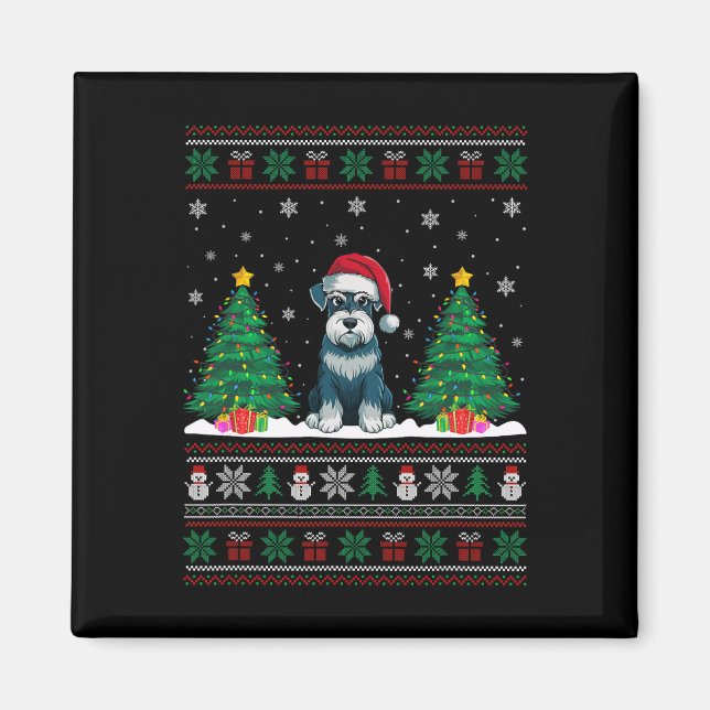Weihnachtsmannmütze Schnauzer Dog Weihnachtsbaumle Magnet (Vorne)