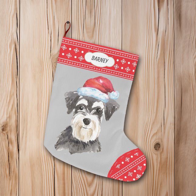 Weihnachtsmannmütze Schnauzer Snowflake Border Großer Weihnachtsstrumpf (Von Creator hochgeladen)
