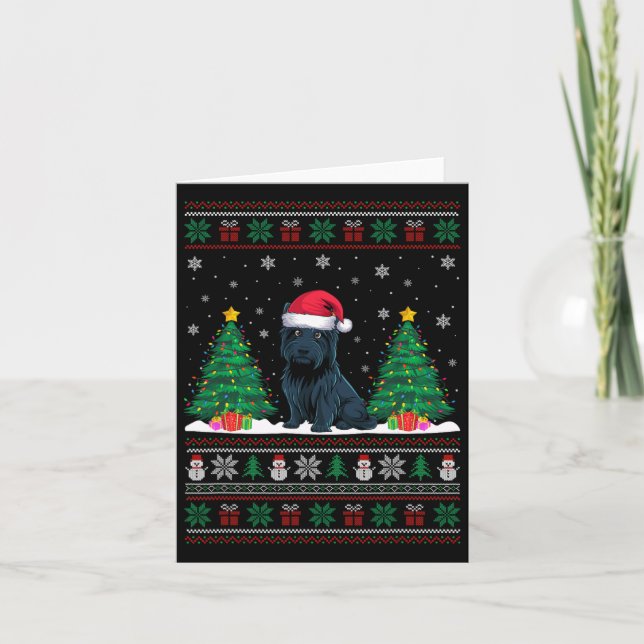 Weihnachtsmannmütze Scottie Dog Christmas Tree Lig Karte (Vorderseite)