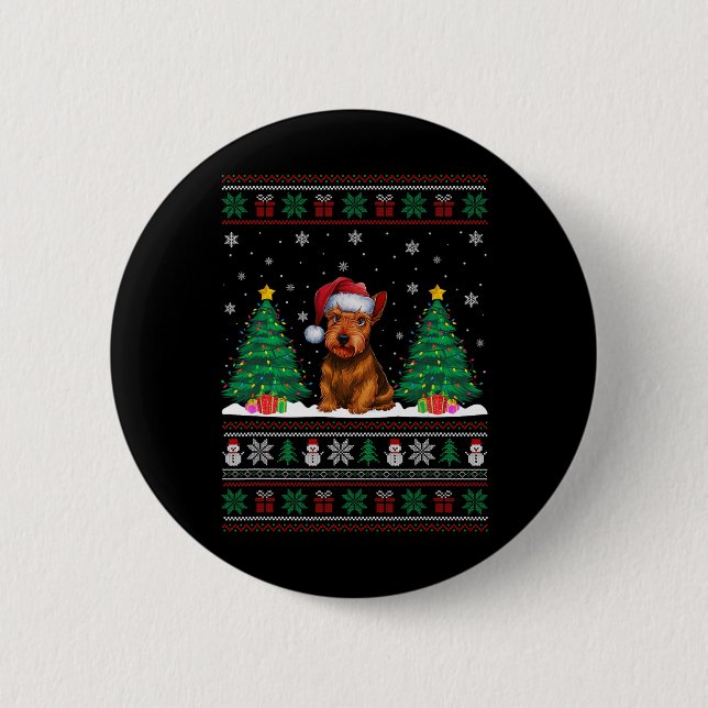 Weihnachtsmannmütze Scottish Terrier Dog Xmas Tree Button (Vorderseite)