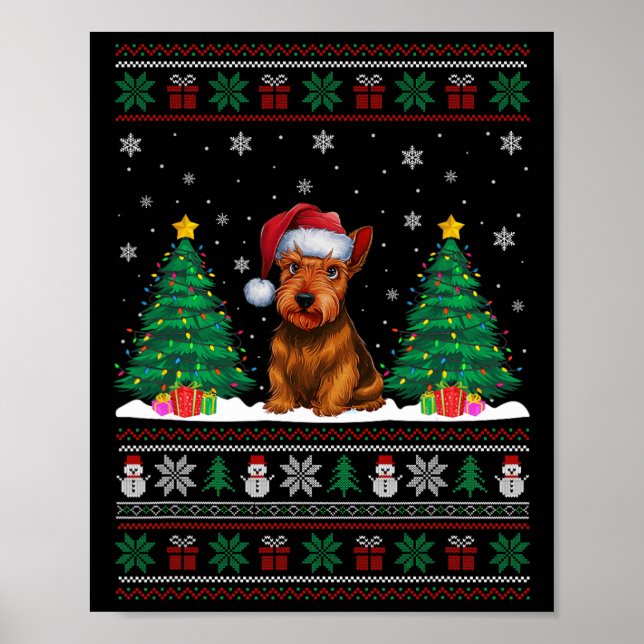 Weihnachtsmannmütze Scottish Terrier Dog Xmas Tree Poster (Vorne)