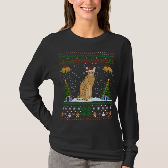 Weihnachtsmannmütze Serval Xmas Lighting Ugly Serv T-Shirt (Vorderseite)