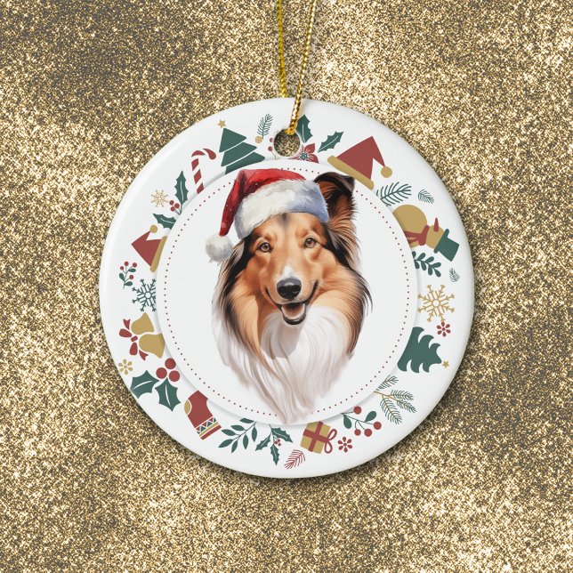 Weihnachtsmannmütze Shetland Sheepdog Weihnachtssc Keramik Ornament (Von Creator hochgeladen)