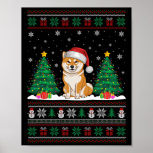 Weihnachtsmannmütze Shiba Inu Dog Weihnachtsbaum L Poster
