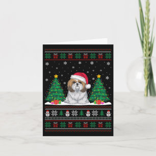 Weihnachtsmannmütze Shih Tzu Dog Weihnachtsbaum Li Karte