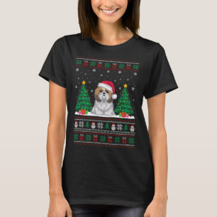 Weihnachtsmannmütze Shih Tzu Dog Weihnachtsbaum Li T-Shirt