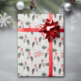 Weihnachtsmannmütze Siberischer Husky Weihnachtswr Geschenkpapier