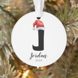 Weihnachtsmannmütze Simple Customizable Letter J W Ornament