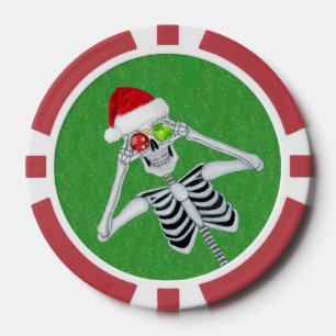 Weihnachtsmannmütze Skeleton Ornament Augen auf gr Pokerchips