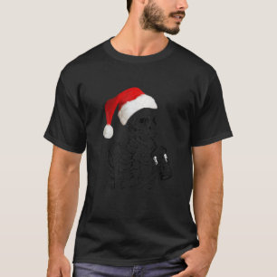 Weihnachtsmannmütze Skelett Lächeln Schädeltrinkka T-Shirt