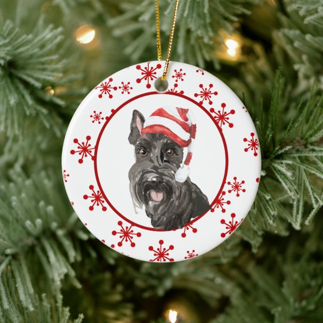 Weihnachtsmannmütze Snowflake Keramik Ornament (Baum)