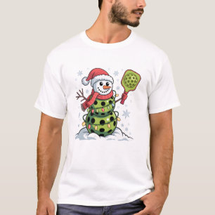Weihnachtsmannmütze Snowman Xmas Funny Pickleball T-Shirt
