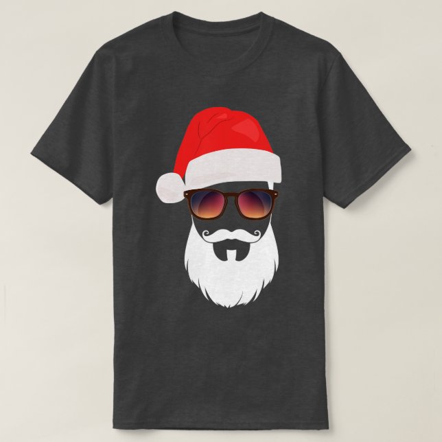 Weihnachtsmannmütze Sonnenbrille Bart Santa Presen T-Shirt (Design vorne)
