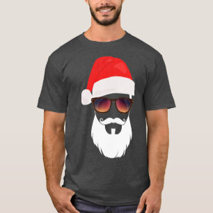 Weihnachtsmannmütze Sonnenbrille Bart Santa Presen T-Shirt