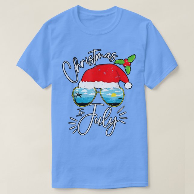 Weihnachtsmannmütze Sonnenbrille Sommerferien Weih T-Shirt (Design vorne)