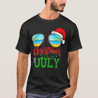 Weihnachtsmannmütze Sonnenbrille Sommerweihnachtsf T-Shirt
