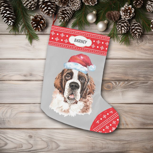 Weihnachtsmannmütze St Bernard Snowflake Border Großer Weihnachtsstrumpf (Von Creator hochgeladen)
