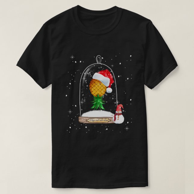 Weihnachtsmannmütze Swinger Auf den Kopf Ananas Sc T-Shirt (Design vorne)
