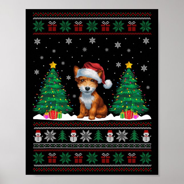 Weihnachtsmannmütze Toy Fox Terrier Dog Xmas Tree  Poster (Vorne)