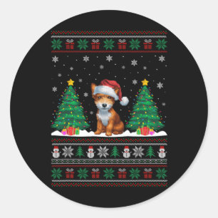 Weihnachtsmannmütze Toy Fox Terrier Dog Xmas Tree  Runder Aufkleber