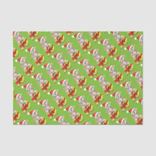 Weihnachtsmannmütze trägt Süßigkeiten aus rot-grün Seidenpapier