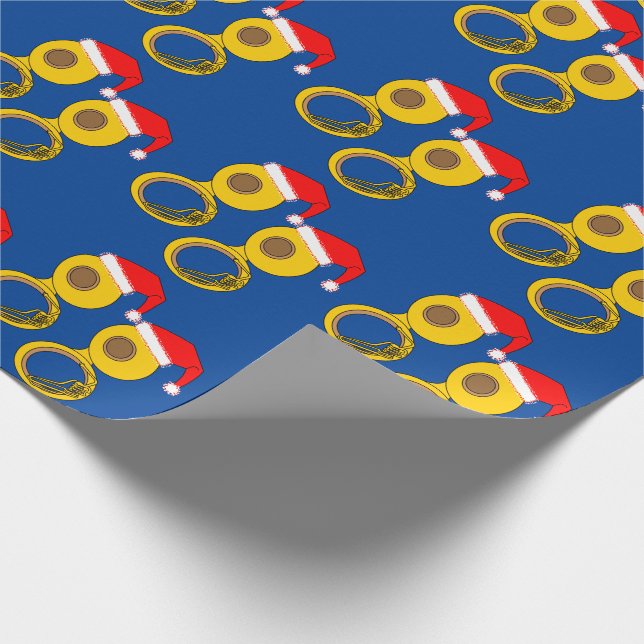 Weihnachtsmannmütze Tuba Geschenkpapier (Ecke)