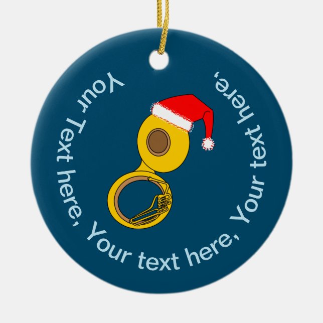 Weihnachtsmannmütze Tuba Keramik Ornament (Vorne)