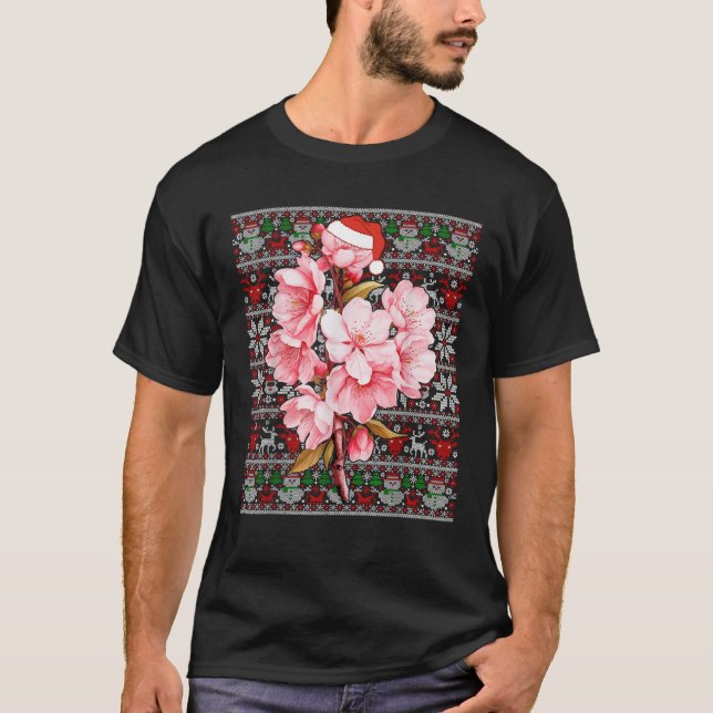 Weihnachtsmannmütze Ugly Christmas Sweater Cherry  T-Shirt (Vorderseite)