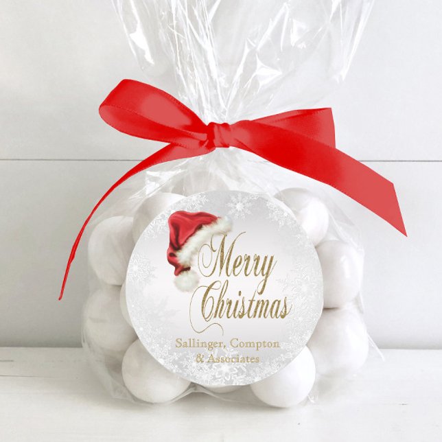 Weihnachtsmannmütze und Snowflake Weihnachtsaufkle Runder Aufkleber (Von Creator hochgeladen)