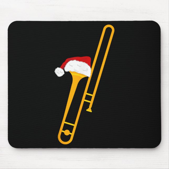 Weihnachtsmannmütze und Trombone Coole Weihnachtsn Mousepad (Vorne)