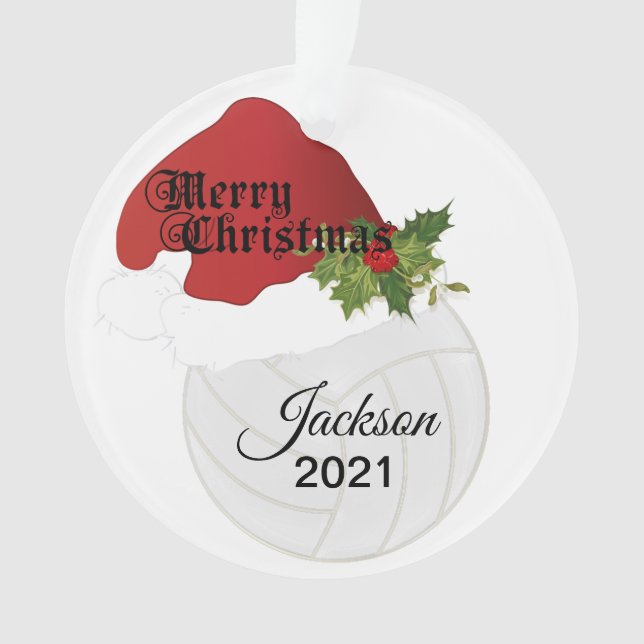 Weihnachtsmannmütze Volleyball-Design | DIY Name Ornament (Vorderseite)