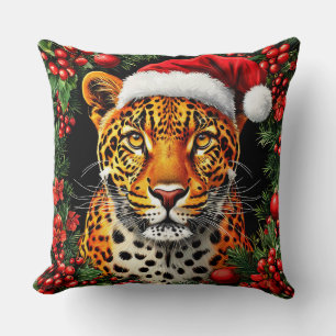Weihnachtsmannmütze von festem Leopard Kissen