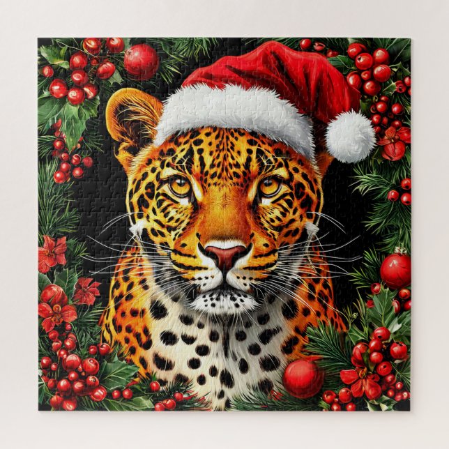 Weihnachtsmannmütze von festem Leopard Puzzle (Vertikal)