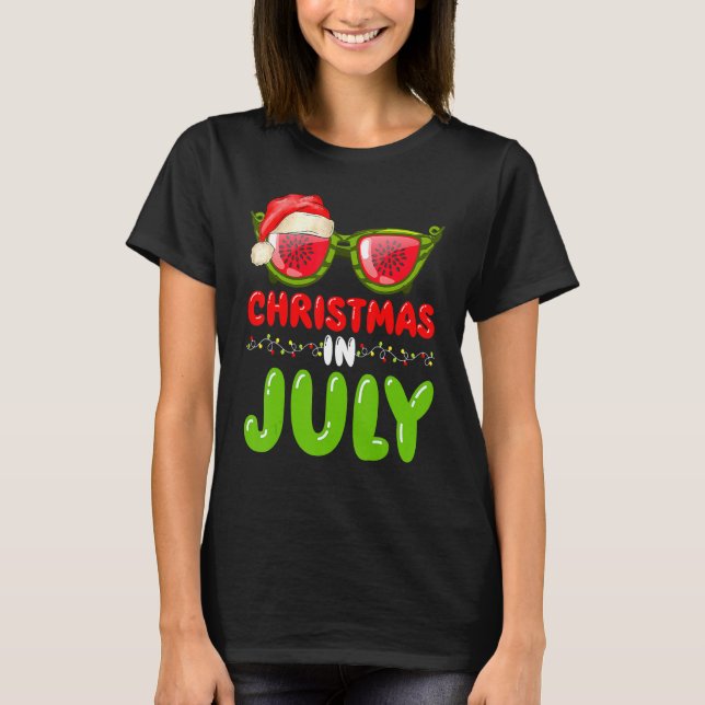 Weihnachtsmannmütze Watermelon Sonnenbrille Weihna T-Shirt (Vorderseite)