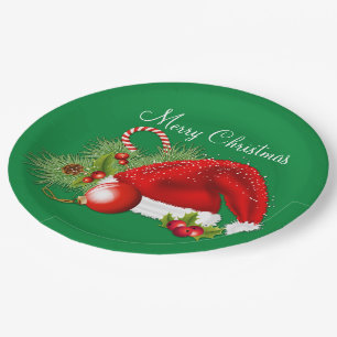 Weihnachtsmannmütze Weihnachts-Grünbuch Teller