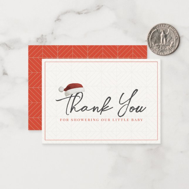 Weihnachtsmannmütze Weihnachtsdusche Danke Mitteilungskarte (Vorderseite/Rückseite Beispiel)