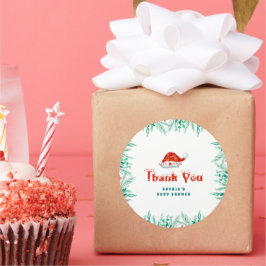 Weihnachtsmannmütze Weihnachtsdusche Vielen Dank f Runder Aufkleber