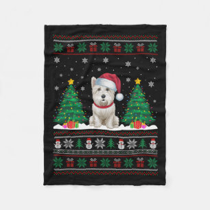 Weihnachtsmannmütze Westie Dog Weihnachtsbaum Leuc Fleecedecke