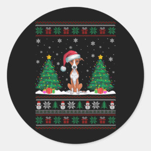 Weihnachtsmannmütze Whippet Hund Weihnachtsbaum Li Runder Aufkleber