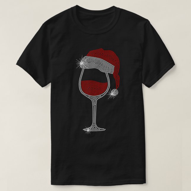 Weihnachtsmannmütze Wine Bling Christmas Kristall  T-Shirt (Design vorne)