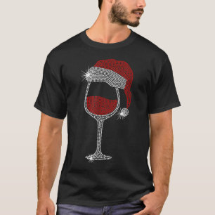 Weihnachtsmannmütze Wine Bling Christmas Kristall T-Shirt