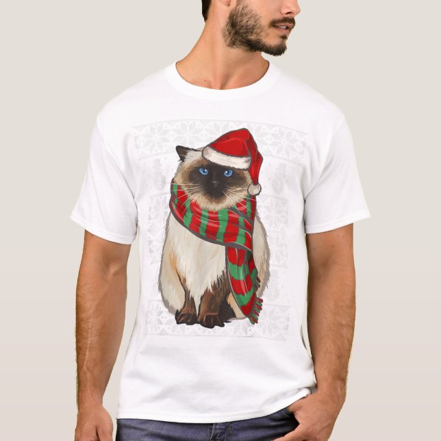 Weihnachtsmannmütze Xmas Himalaya Cat Ugly Chris T-Shirt (Vorderseite)