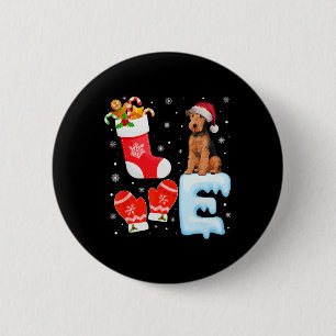 Weihnachtsmannmütze Xmas Strumpf Holiday Airedale  Button