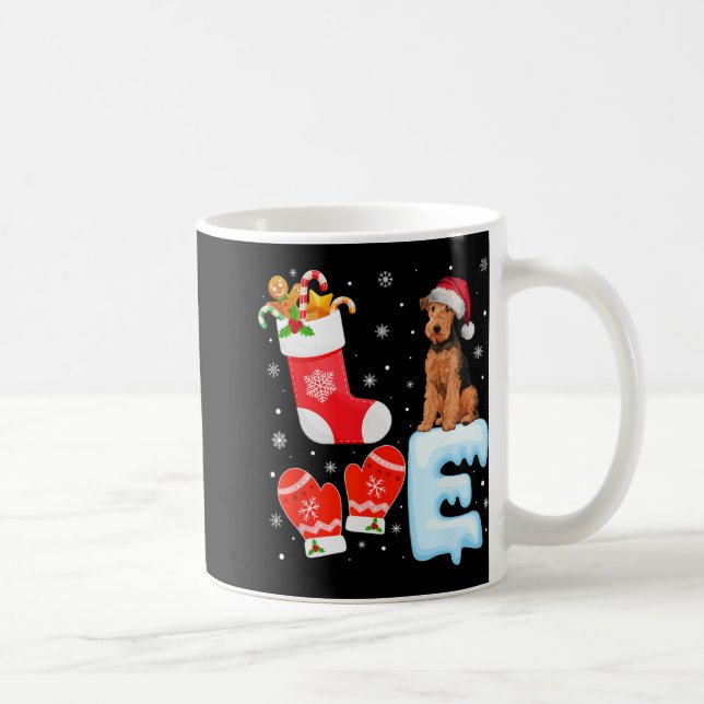 Weihnachtsmannmütze Xmas Strumpf Holiday Airedale  Kaffeetasse (Rechts)
