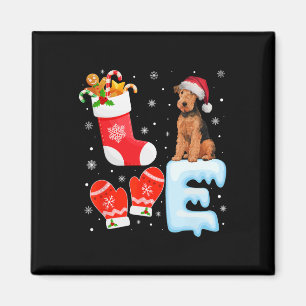 Weihnachtsmannmütze Xmas Strumpf Holiday Airedale Magnet